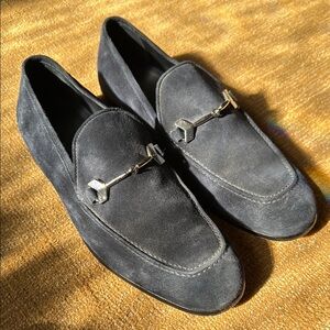 Jimmy Choo Blue Loafers with Horsebit Detail